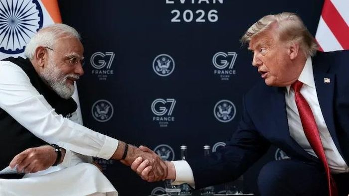 Tổng thống Mỹ Donald Trump và Thủ tướng Ấn Độ Narendra Modi tại Hội nghị thượng đỉnh G7. Ảnh: India Today