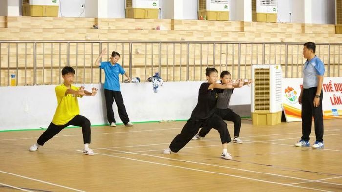  Các học sinh Gia Lai chuyên tâm tập luyện, quyết tâm mang thành tích cao về cho đoàn thể thao tỉnh nhà. Ảnh: H.V 