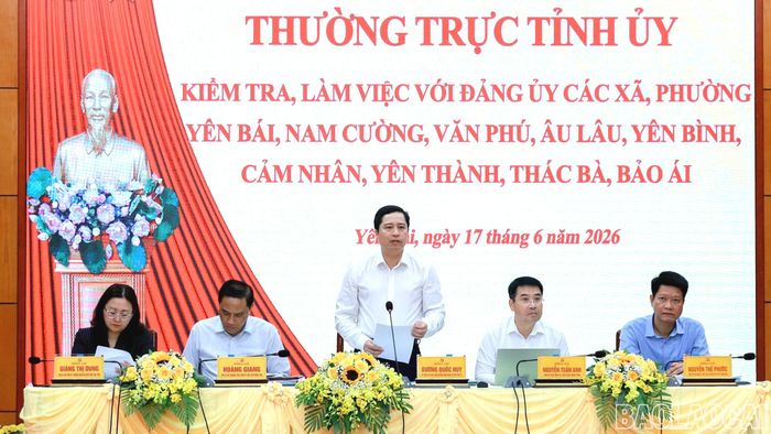 Thường trực Tỉnh ủy làm việc với thường trực đảng ủy 9 xã, phường khu vực Yên Bái - Yên Bình.