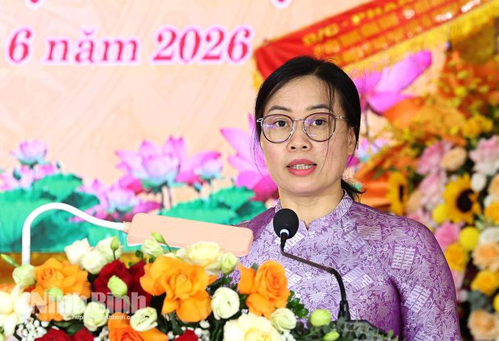 Đồng chí Vũ Thanh Lịch, Phó Giám đốc Sở Văn hóa và Thể thao phát biểu tại lễ đón nhận bằng.