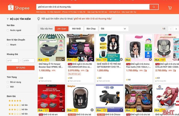 Nhiều nền tảng bán hàng đang chạy các chương trình khuyến mại dành cho sản phẩm ghế ô tô trẻ em.