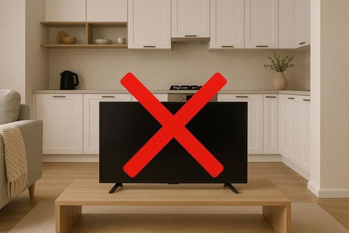 Vị trí đặt tivi cũng cần lưu ý đến khoảng cách với các khu vực nhạy cảm như bếp hoặc nhà vệ sinh.