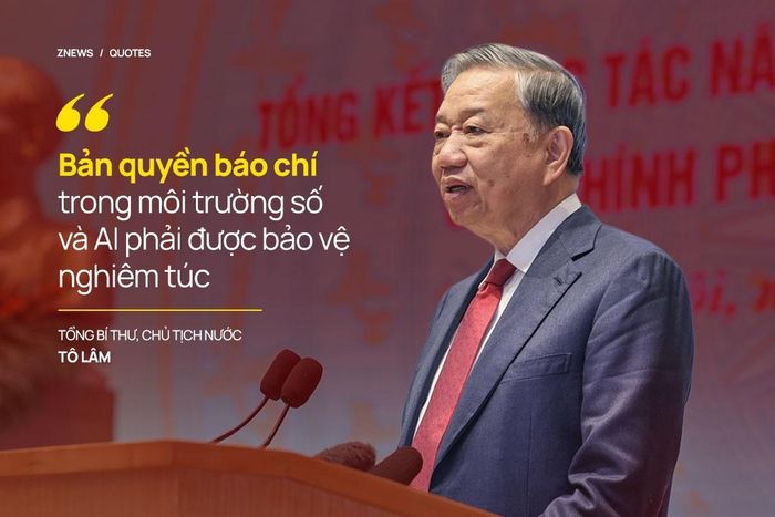  Một vấn đề khác được Tổng Bí thư, Chủ tịch nước nêu ra là bản quyền báo chí trong môi trường số và môi trường AI, đề nghị bản quyền báo chí phải được bảo vệ nghiêm túc. Nội dung báo chí là kết quả của lao động sáng tạo, tác nghiệp, kiểm chứng, biên tập, đầu tư tài chính và trách nhiệm pháp lý. 