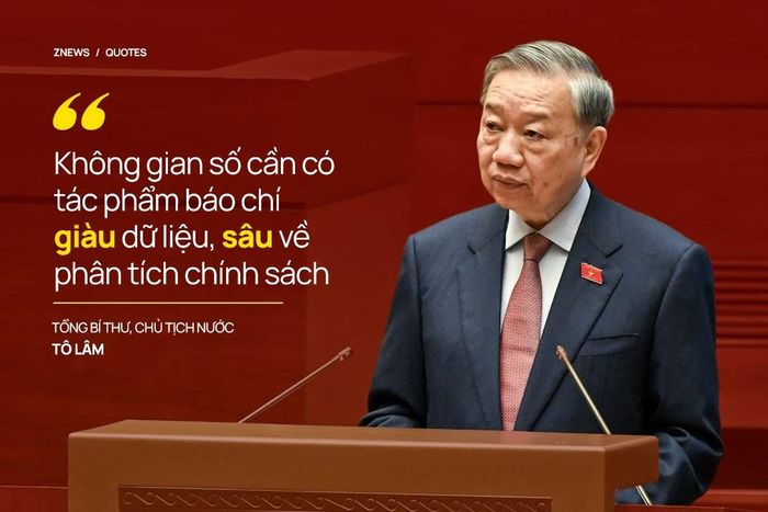  Đặc biệt trên không gian số, Tổng Bí thư, Chủ tịch nước cho rằng báo chí càng cần có những tác phẩm báo chí giàu về dữ liệu, đa dạng về nội dung, phong phú cách diễn đạt, sâu về phân tích chính sách. Nhiều vấn đề hiện nay, từ chuyển đổi số, chuyển đổi xanh, cải cách hành chính, chính sách an sinh đến biến động kinh tế quốc tế, đều khó nắm bắt nếu chỉ đọc những mẩu tin rời rạc. 
