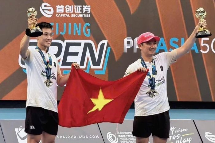 Bộ đôi Đỗ Minh Quân - Trương Vinh Hiển vượt qua hai đối thủ đến từ Nhật Bản và Australia để đăng quang tại PPA Bắc Kinh. Ảnh: Pick Việt.