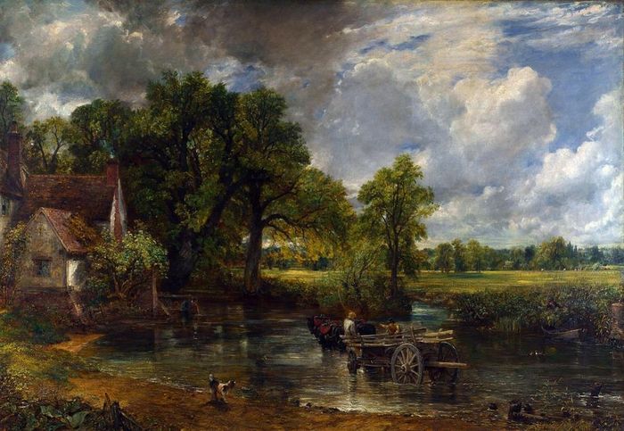Bức tranh "The Hay Wain" ban đầu có tựa đề là "Landscape: Noon", hoàn thành vào năm 1821, mô tả một cảnh nông thôn trên sông Stour giữa các hạt Suffolk và Essex của Anh