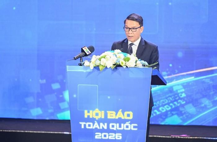 Nhà báo Nguyễn Đức Lợi, Phó Chủ tịch Thường trực Hội Nhà báo Việt Nam, Trưởng Ban tổ chức Hội Báo toàn quốc năm 2026, phát biểu tại lễ bế mạc