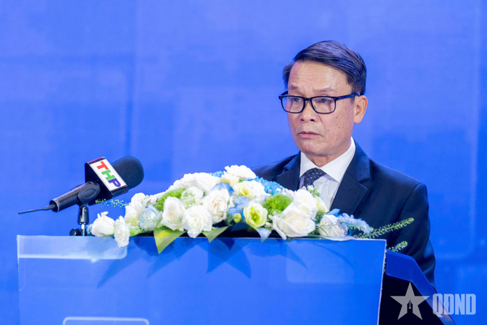 Nhà báo Nguyễn Đức Lợi, Phó chủ tịch Thường trực Hội Nhà báo Việt Nam phát biểu.