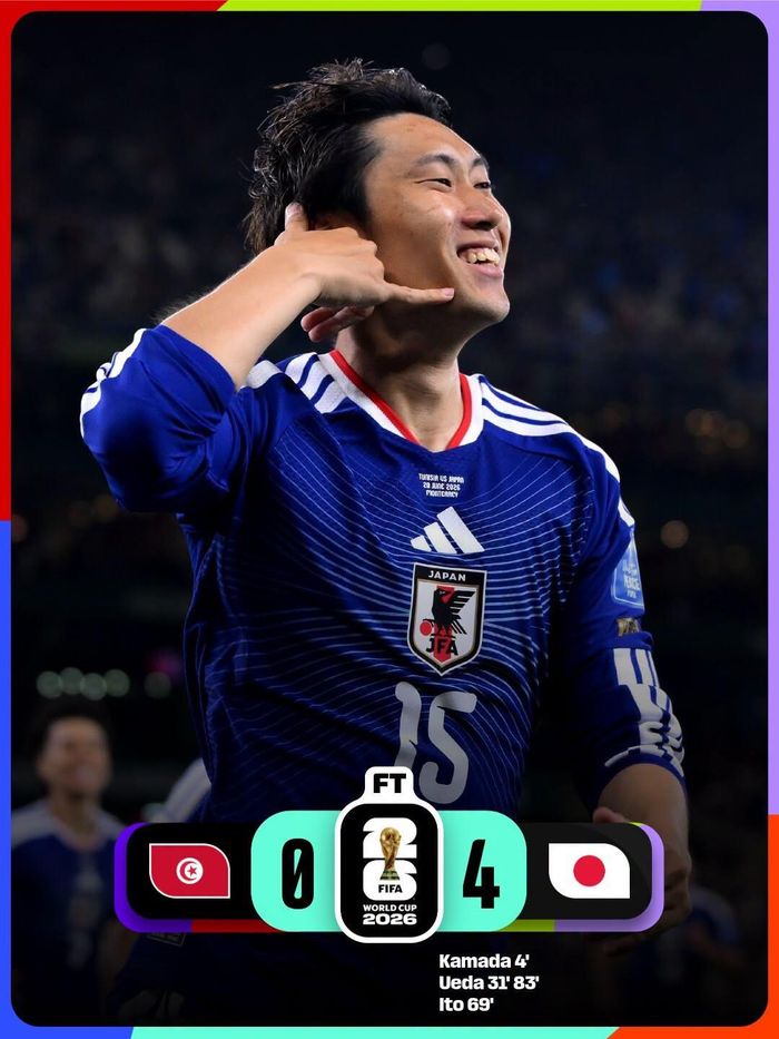 Chiến thắng đậm trước Tunisia giúp "Samurai xanh" viết chương mới cho bóng đá châu Á - Ảnh: FIFA