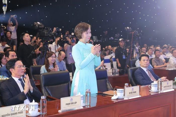 Đồng chí Vũ Việt Trang, Ủy viên Ban Thường vụ Đảng ủy các cơ quan Đảng Trung ương, Tổng giám đốc Thông tấn xã Việt Nam, Phó trưởng ban Tuyên giáo và Dân vận Trung ương dự lễ bế mạc. (Ảnh: Minh Quyết/TTXVN)