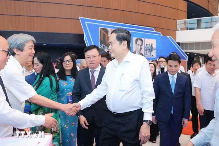 Chủ tịch Quốc hội Trần Thanh Mẫn với các đại biểu tại Hội Báo toàn quốc 2026. (Ảnh: TTXVN phát)