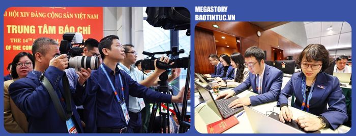 TTXVN xác định con người vẫn là yếu tố trung tâm của mọi quá trình đổi mới. Trong ảnh: Phóng viên TTXVN tác nghiệp tại Đại hội XIV của Đảng.