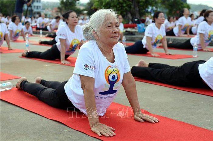 Ngày Quốc tế Yoga tổ chức tại Quảng Ninh có sự tham gia của nhiều Yogi lớn tuổi.
