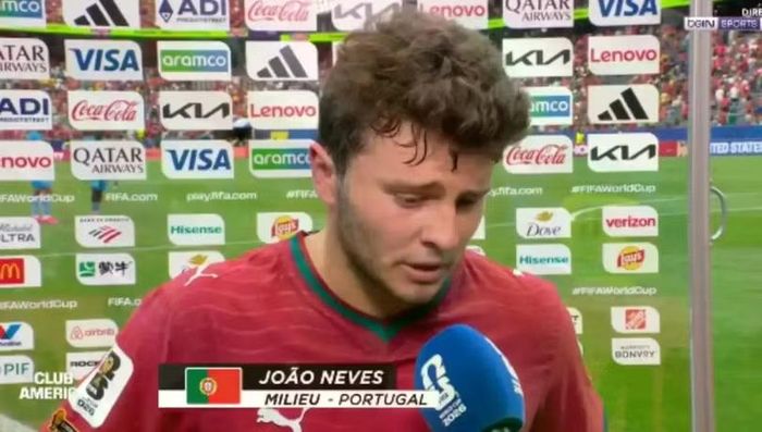 Phát biểu sau trận đấu của Joao Neves khi trả lời truyền thông sau trận đấu khiến anh bị fan cuồng CR7 tấn công trên mạng. Ảnh: HK01.