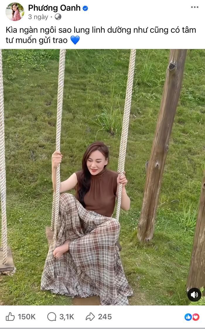 Diễn viên Phương Oanh đang trở thành tâm điểm chú ý trên mạng xã hội theo cách rất đặc biệt. Ảnh chụp màn hình