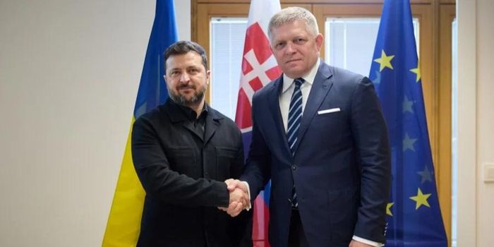 Tổng thống Ukraine Volodymyr Zelenskyy (trái) và Thủ tướng Slovakia Robert Fico tại cuộc gặp ở Brussels ngày 18/6/2020. Ảnh: Văn phòng Tổng thống Ukraine.