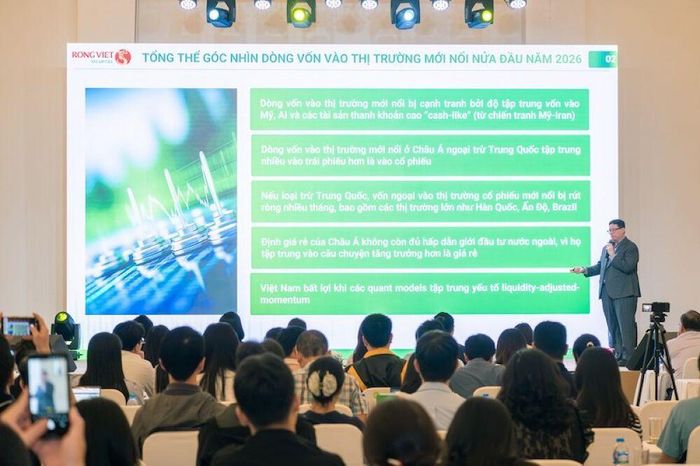 TS. Hồ Quốc Tuấn, Giảng viên Cao cấp Đại học Bristol, Anh Quốc, chia sẻ về góc nhìn tổng thể dòng vốn vào thị trường mới nổi nửa đầu năm. (Ảnh: VDSC).