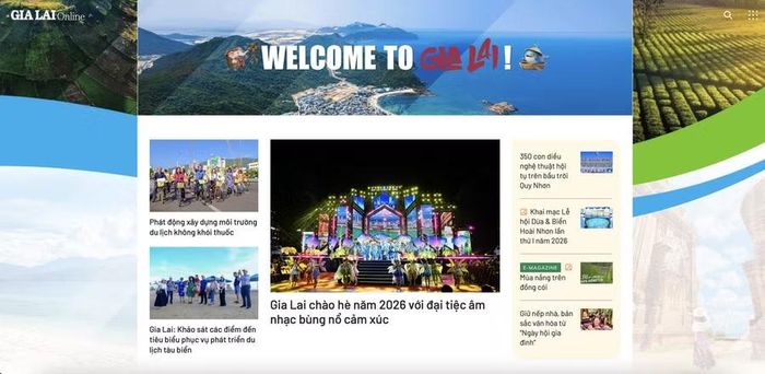 Giao diện chính của chuyên trang "Welcome to Gia Lai".