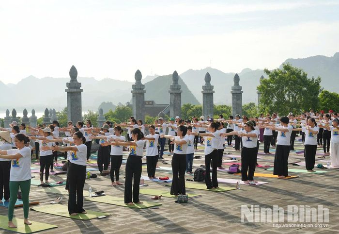 Gần 400 vận động viên, huấn luyện viên tham gia đồng diễn chào mừng Ngày Quốc tế Yoga năm 2026 tại chùa Tam Chúc.