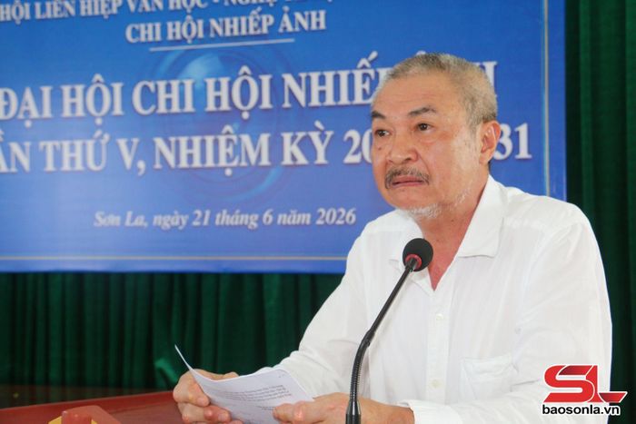 Lãnh đạo Hội Liên hiệp Văn học - Nghệ thuật tỉnh phát biểu tại Đại hội.