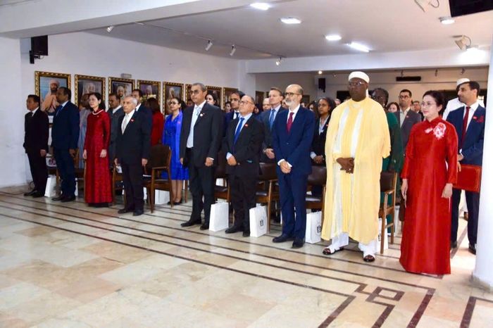 Hội thảo “Việt Nam trong kỷ nguyên vươn mình và quan hệ Việt Nam - Maroc” với sự tham dự của các nhà nghiên cứu, đại biểu ngoại giao, đại diện các cơ quan, tổ chức của Maroc và Việt Nam tại Rabat. Ảnh: PCT