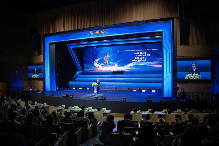 Chủ tịch Quốc hội Trần Thanh Mẫn phát biểu chỉ đạo tại Lễ trao Giải Báo chí quốc gia lần thứ XX. Ảnh: Phạm Thắng