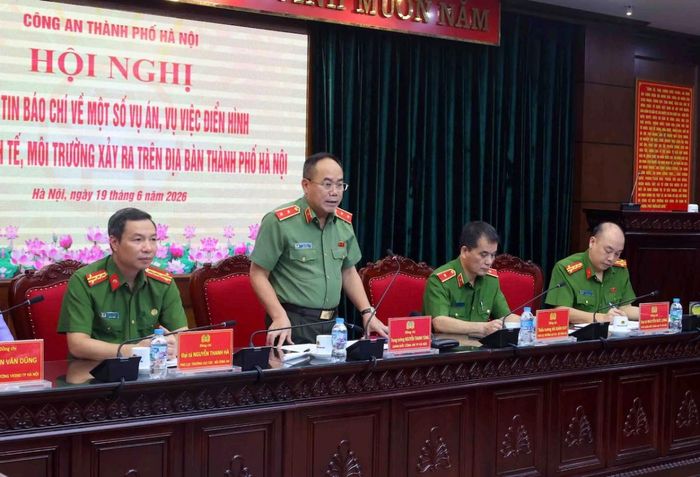 Trung tướng Nguyễn Thanh Tùng, Ủy viên Ban Thường vụ Thành ủy, Bí thư Đảng ủy, Giám đốc Công an Thành phố phát biểu.