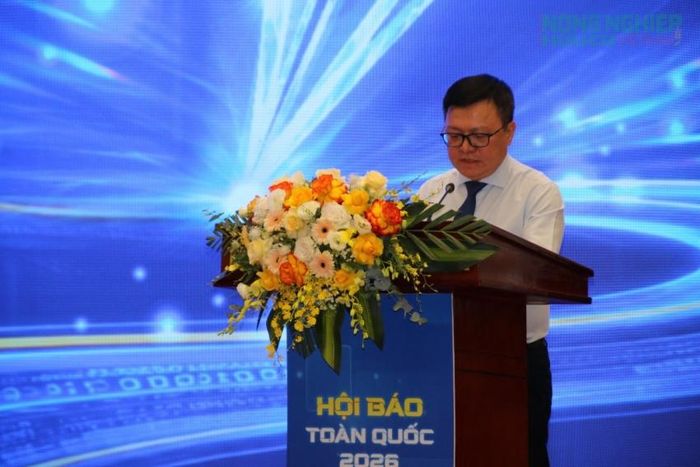 Ông Lê Quốc Minh, Ủy viên Trung ương Đảng, Tổng Biên tập Báo Nhân Dân, Phó Trưởng Ban Tuyên giáo và Dân vận Trung ương, Chủ tịch Hội Nhà báo Việt Nam phát biểu bế mạc Diễn đàn báo chí toàn quốc 2026.