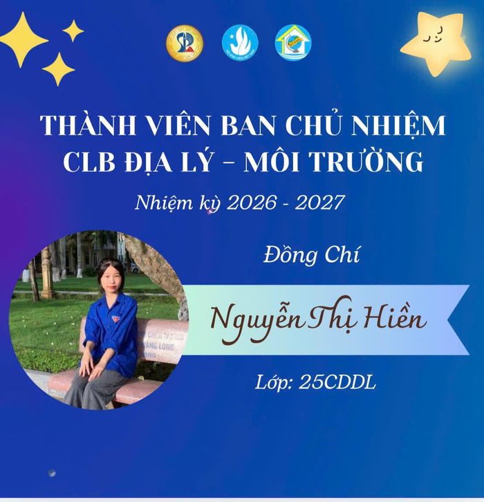 Nguyễn Thị Hiền, cô bé từng gây xúc động với hình ảnh bế em nhỏ đến trường năm nào, nay là sinh viên ngành Địa lý du lịch, Trường Đại học Sư phạm Đà Nẵng và tham gia Ban Chủ nhiệm Câu lạc bộ Địa lý - Môi trường.