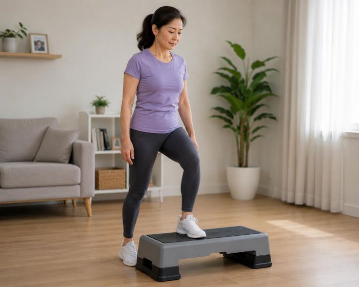 Bài tập bước lên bục (step-up) được xem là một trong những bài tập chức năng tốt nhất cho người cao tuổi.