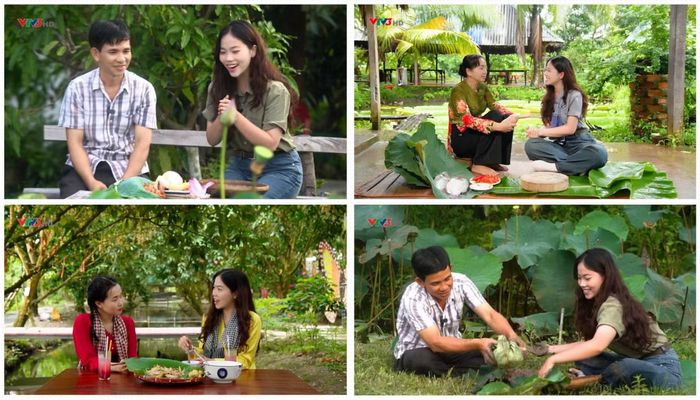  Hiền Trang (phải) dẫn chương trình Nét đẹp ẩm thực Việt trên sóng VTV3. 