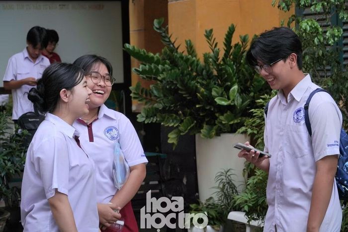 Nụ cười của các sĩ tử 2K11 trong ngày thi cuối cùng tại điểm thi trường THPT Trưng Vương.