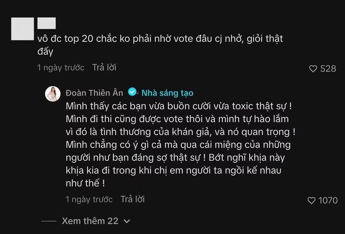Nàng hậu đã phản pháo lại khá gắt.