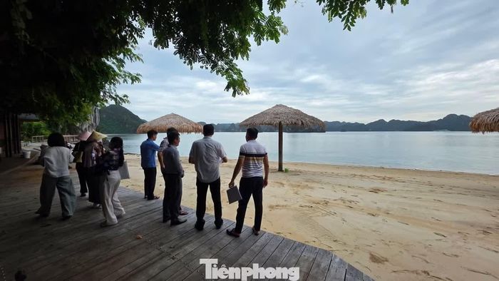Ban Quản lý vịnh Hạ Long - Yên Tử kiểm tra thực tế bãi biển Soi Sim, vịnh Hạ Long, Quảng Ninh.