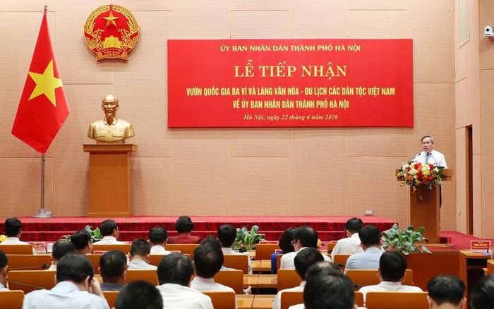 Chủ tịch UBND TP. Hà Nội Vũ Đại Thắng bày tỏ vinh dự được phối hợp cùng Bộ NN&amp;MT, Bộ VHTTDL tổ chức Lễ tiếp nhận Vườn quốc gia Ba Vì và Làng Văn hóa - Du lịch các dân tộc Việt Nam