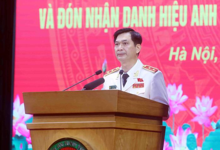 Trung tướng, PGS.TS Trịnh Ngọc Quyên, Giám đốc Học viện An ninh nhân phát biểu. Ảnh: Phạm Kiên - TTXVN