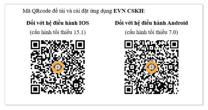 Khách hàng có thể quét mã QR để tải ứng dụng EVN CSKH từ các kho ứng dụng chính thức đối với các hệ điều hành iOS và Android. Ảnh: EVN