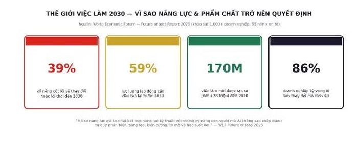 Số liệu trích từ World Economic Forum - Future of Jobs Report 2025 (Báo cáo Tương lai Việc làm 2025).