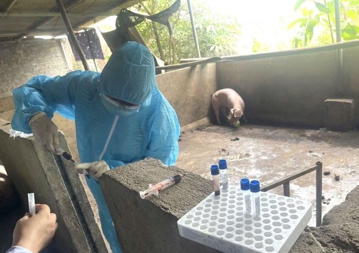 Cơ quan điều tra lấy mẫu giám định.