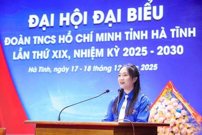 Nguyễn Thị Thùy Dung tham luận tại Đoàn TNCS Hồ Chí Minh tỉnh Hà Tĩnh khóa IX.