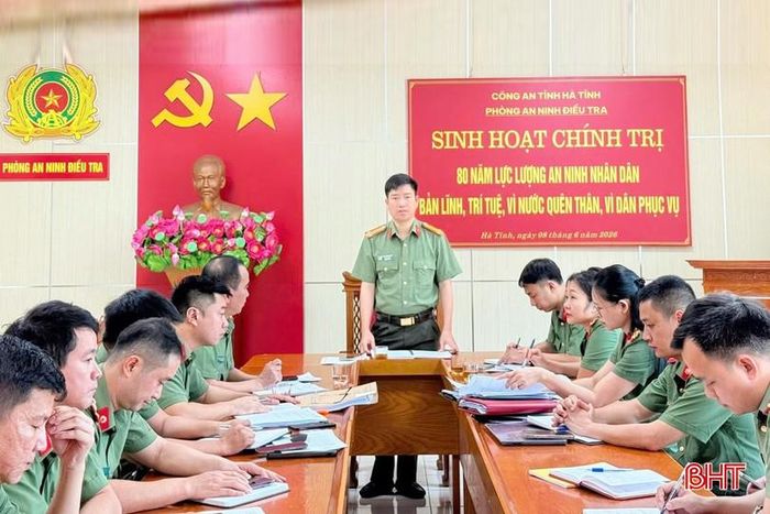 Phòng An ninh điều tra Công an tỉnh Hà Tĩnh tổ chức sinh hoạt chính trị: "80 năm lực lượng An ninh nhân dân - Bản lĩnh, trí tuệ, vì nước quên thân, vì dân phục vụ".