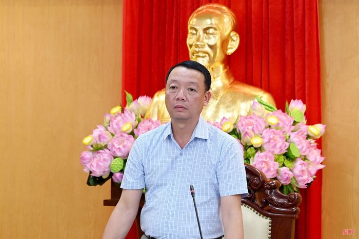 Đồng chí Phan Thiên Định - Phó Bí thư Tỉnh ủy, Chủ tịch UBND tỉnh phát biểu tại hội nghị.
