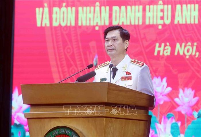 Trung tướng, PGS.TS Trịnh Ngọc Quyên, Giám đốc Học viện An ninh nhân phát biểu. Ảnh: Phạm Kiên/TTXVN