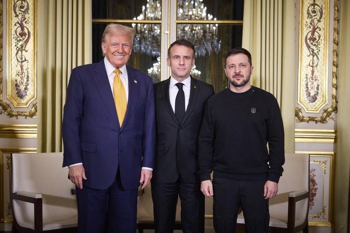 Cuộc gặp ba bên giữa ba nhà lãnh đạo Mỹ, Pháp và Ukraine năm 2024 tại Paris. Ảnh: Văn phòng Tổng thống Ukraine
