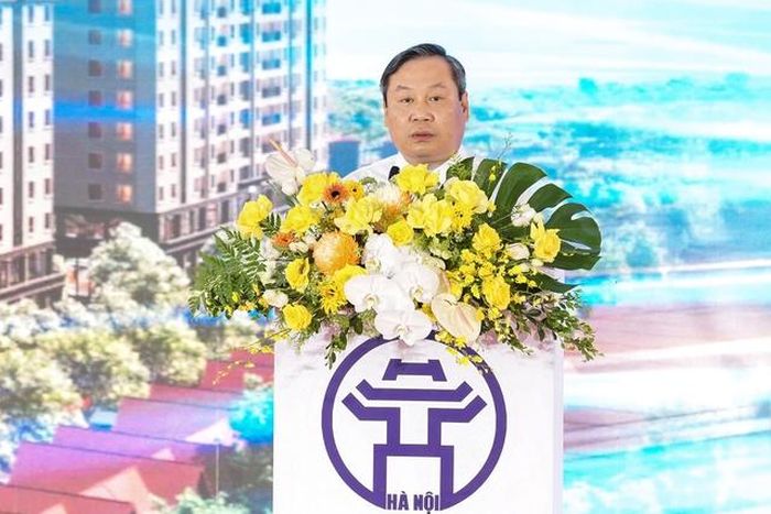 Chủ tịch UBND Thành phố Hà Nội Vũ Đại Thắng phát biểu tại lễ khởi công.