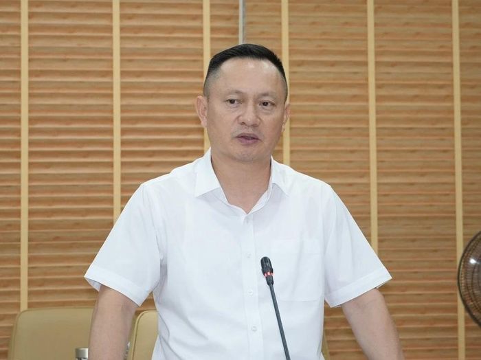 Ông Hoàng Hải, Giám đốc Công ty Điện lực Thanh Hóa phát biểu tại buổi làm việc.