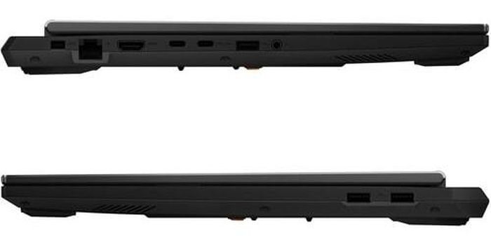 Hệ thống cổng kết nối trên TUF Gaming F16 bao gồm HDMI 2.1 và Thunderbolt 4