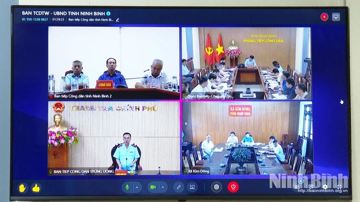 Phiên tiếp công dân được kết nối trực tuyến từ Trụ sở Tiếp công dân tỉnh với Ban Tiếp công dân Trung ương và xã Kim Đông.
