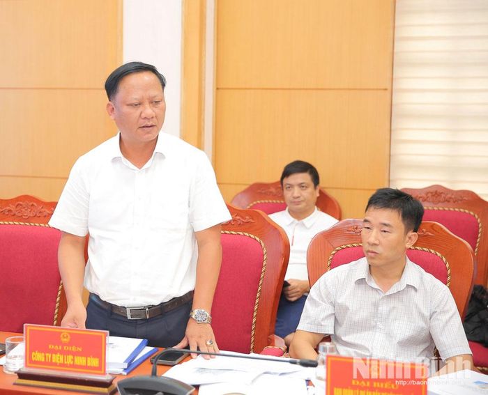 Lãnh đạo Công ty Điện lực Ninh Bình phát biểu tại hội nghị.