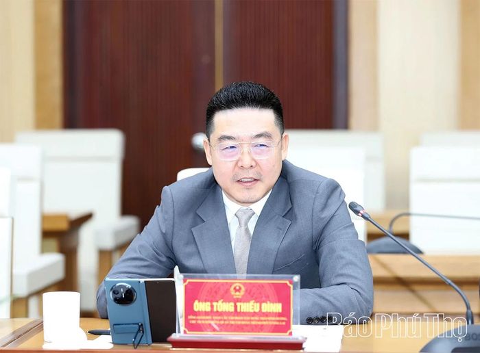 Ông Tống Thiếu Đình - Tổng Giám đốc Toàn cầu Tập đoàn Xây dựng Thái Bình Dương, Chủ tịch HĐQT Tập đoàn Thành phố Tương Lai phát biểu ý kiến.